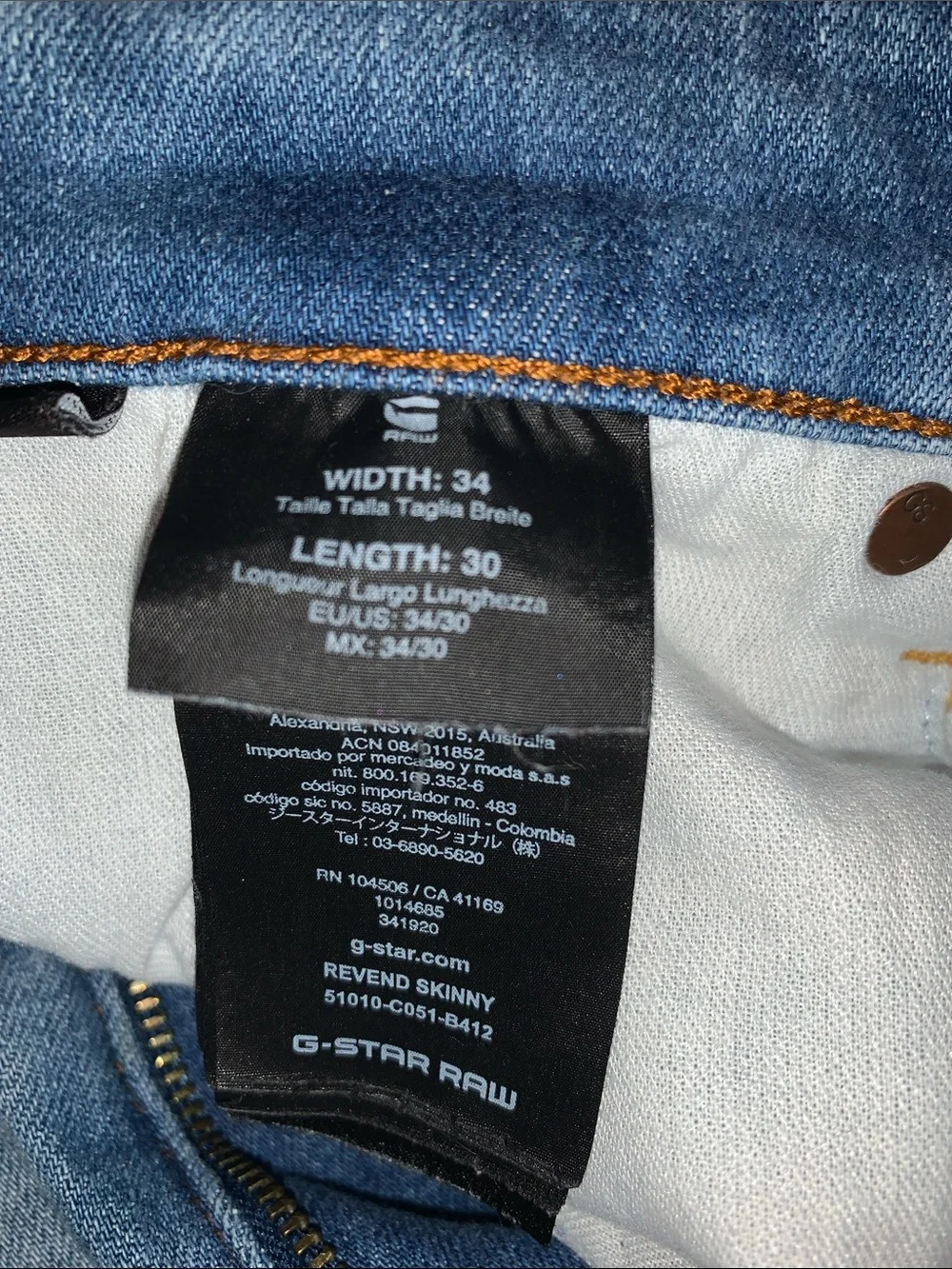 G-Star Raw Revend Skinny Distressed Jeans 34x30